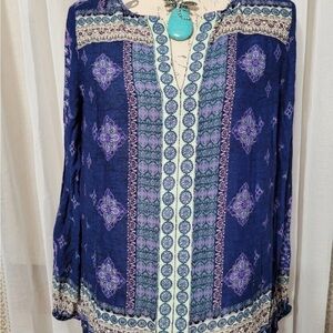 Bohemian Blue and Purple Women's Top